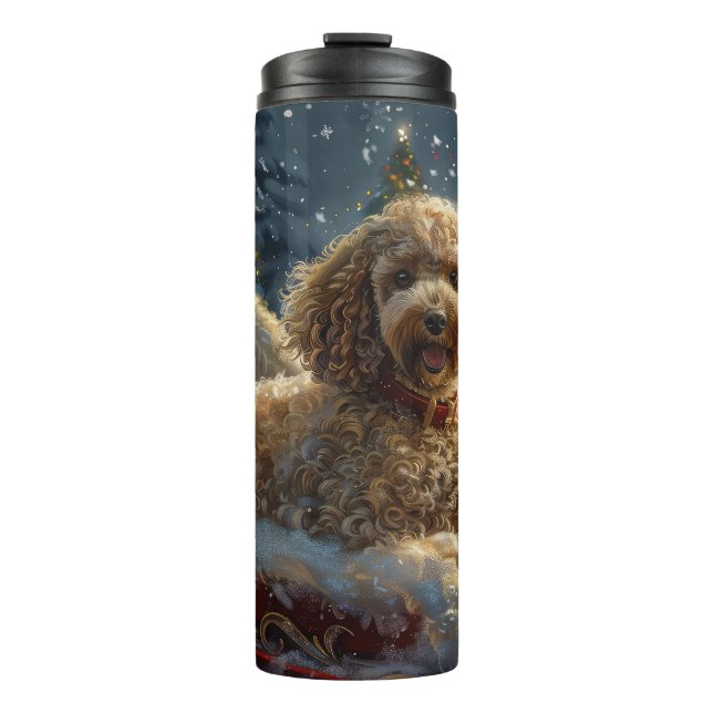 Poodle Dog Weihnachtsfest Thermosbecher (Vorderseite)