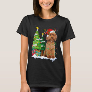 Poodle Dog Weihnachtsmannmütze Rentiere Weihnachts T-Shirt