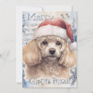 Poodle Dog Winter Weihnachten Wasserfarbe
