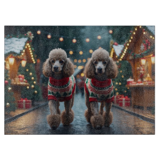 Poodle Dogs Christmas Snow Holiday  Schneidebrett (Vorderseite)