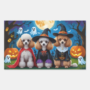Poodle Dogs Pumpkin Halloween Funny Rechteckiger Aufkleber