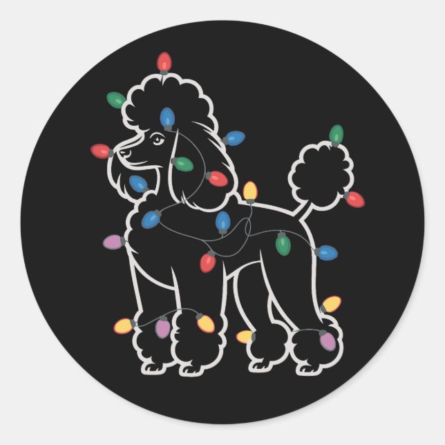 Poodle Dogs Tree Christmas Xmas Pet Animal Dog  Runder Aufkleber (Vorderseite)