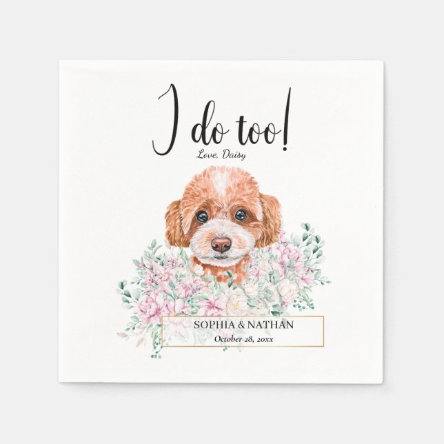 Poodle Doodle Dog Wedding Cocktail Napkins Serviette (Vorderseite)