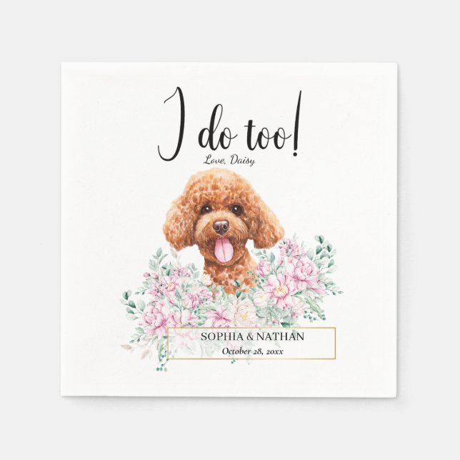 Poodle Doodle Dog Wedding Cocktail Napkins Serviette (Vorderseite)