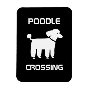 Poodle-Durchgang - Weiß auf Schwarz - Anpassbar Magnet