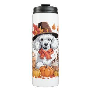 Poodle Erntedank Drinks Kaffee Herbstlaub Pump Thermosbecher