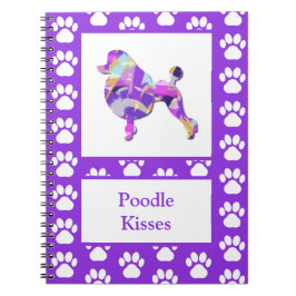 Poodle French Niedlich Dog Silhouette Paw Lila PY& Notizblock