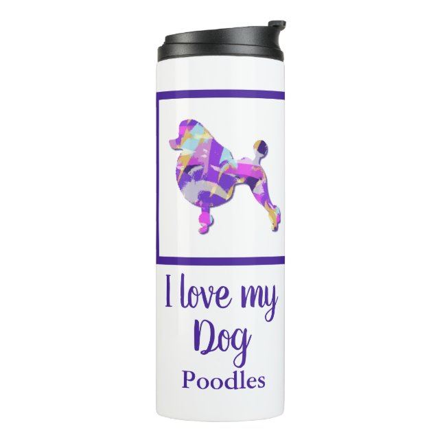 Poodle French Niedlich Hund Silhouette Lila PY&B Thermosbecher (Nach links gedreht)