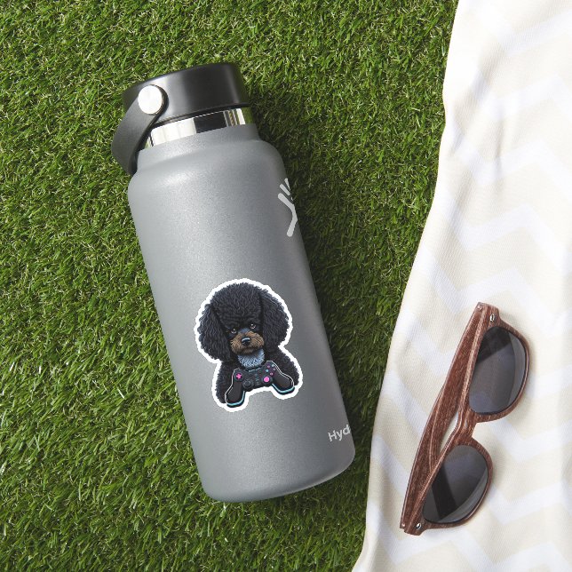 Poodle Gamer With Joystick  Aufkleber (HydroFlask Insitu)