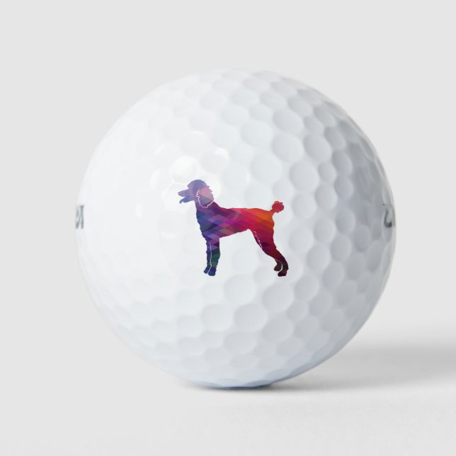 Poodle Geo Silhouette Lila Golfball (Vorderseite)