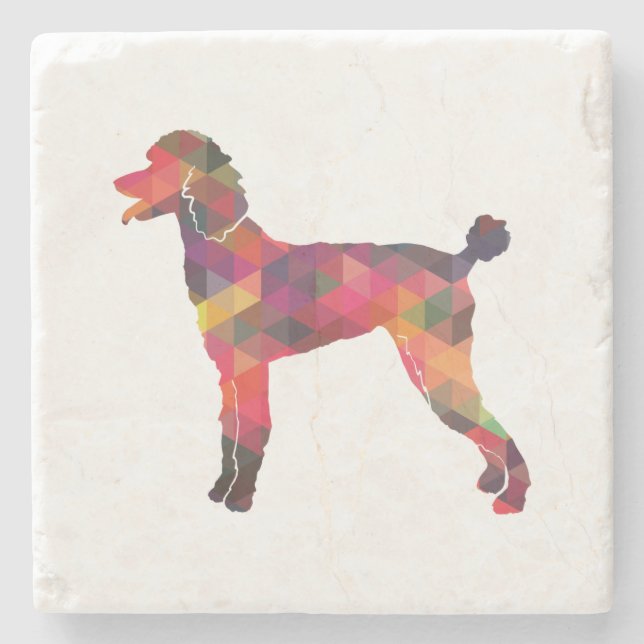 Poodle Geo Silhouette Multi Steinuntersetzer (Vorderseite)