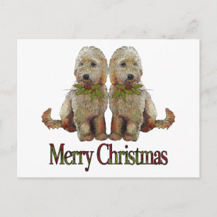 Poodle, Golden Doodle Couple Christmas: Art Feiertagspostkarte