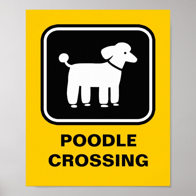 Poodle Graphic (weiß auf schwarz) Poster (Vorne)