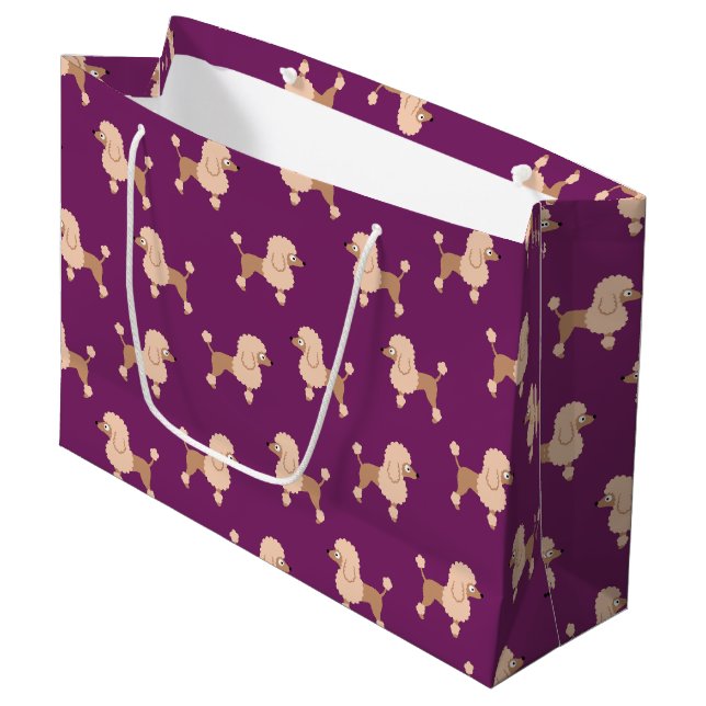 Poodle Große Geschenktasche Geschenktüte (Vorderseite Schrägansicht)