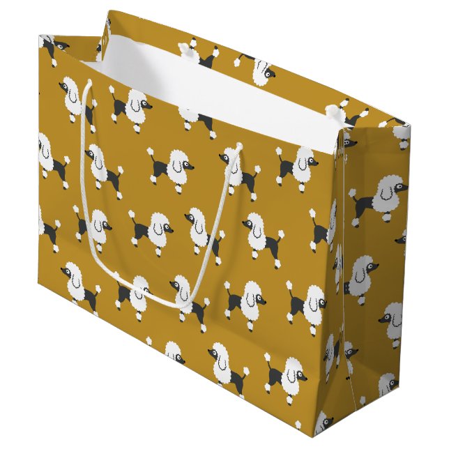 Poodle Große Geschenktüte (Vorderseite Schrägansicht)