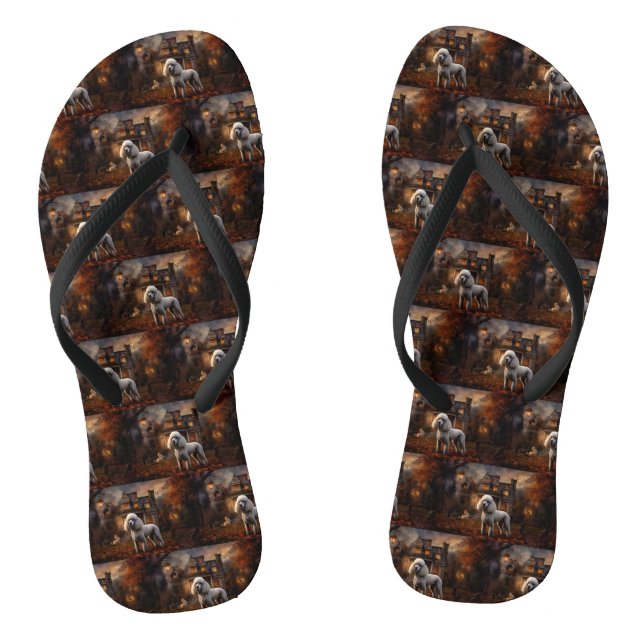 Poodle Halloween Beängstigend Flip Flops (Fußbett)