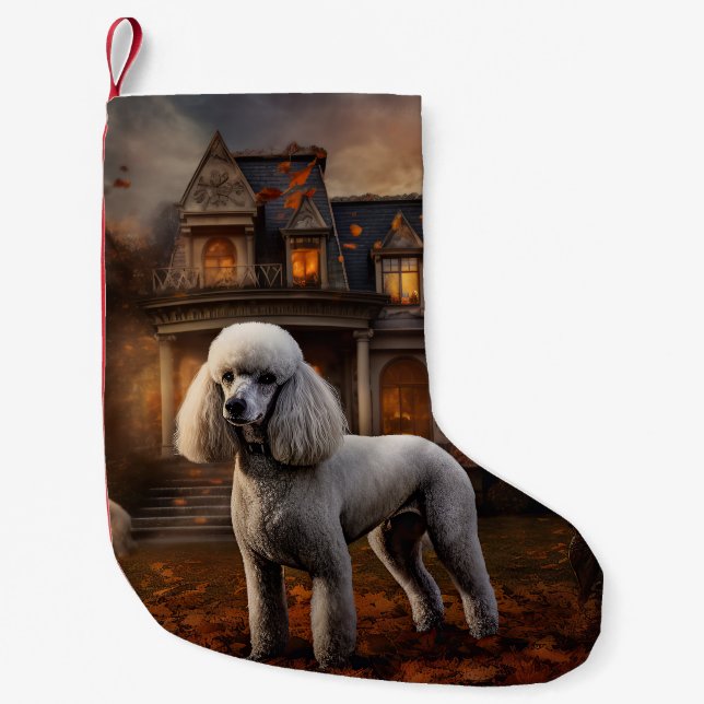 Poodle Halloween Beängstigend Kleiner Weihnachtsstrumpf (Vorderseite)