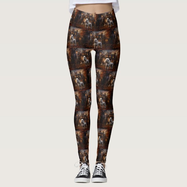 Poodle Halloween Beängstigend Leggings (Vorderseite)