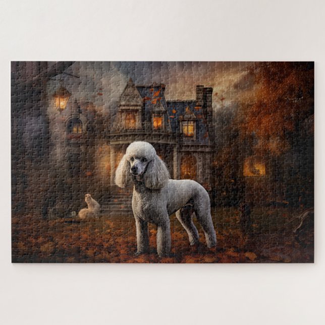 Poodle Halloween Beängstigend Puzzle (Horizontal)