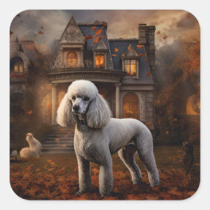 Poodle Halloween Beängstigend Quadratischer Aufkleber