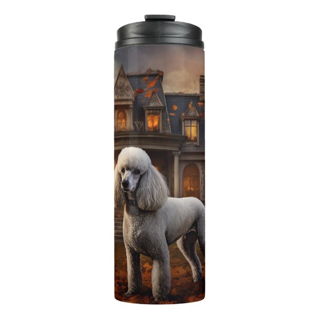Poodle Halloween Beängstigend Thermosbecher (Vorderseite)