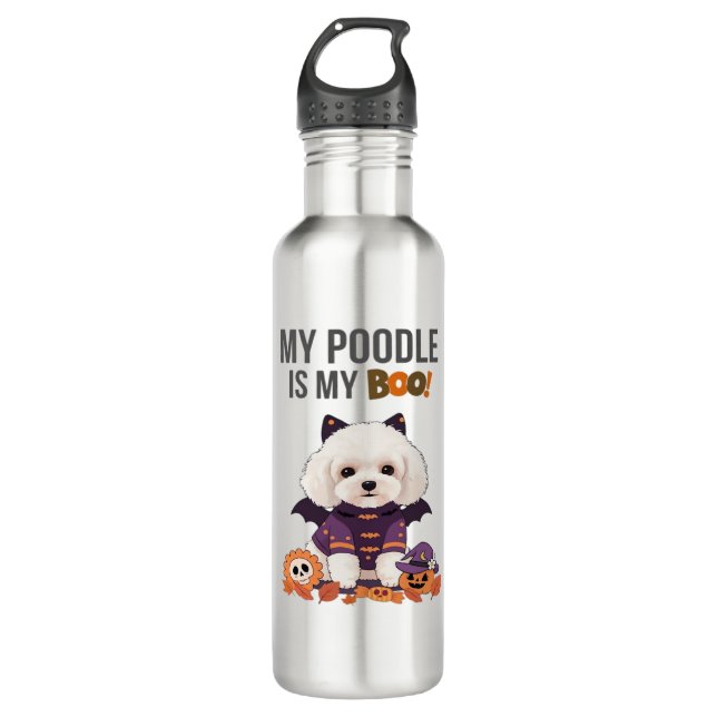 Poodle Halloween Kostüm Mein Poodle ist mein Boots Edelstahlflasche (Vorderseite)