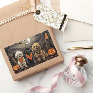 Poodle Halloween Spooky Rechteckiger Aufkleber