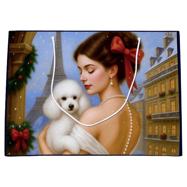 Poodle Holiday  Große Geschenktüte (Vorderseite)