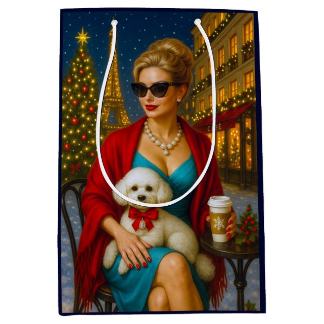 Poodle Holiday  Mittlere Geschenktüte (Vorderseite)