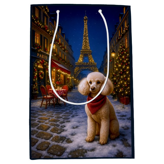 Poodle Holiday  Mittlere Geschenktüte (Vorderseite)