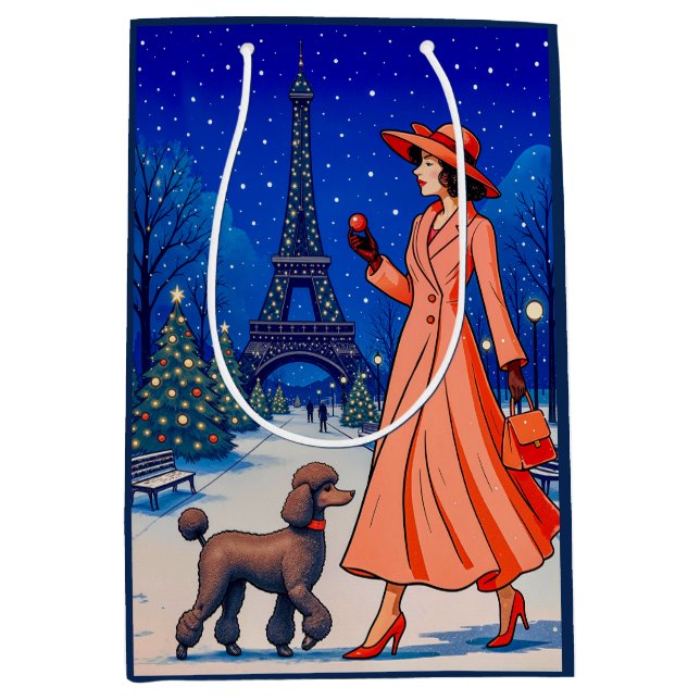 Poodle Holiday  Mittlere Geschenktüte (Vorderseite)