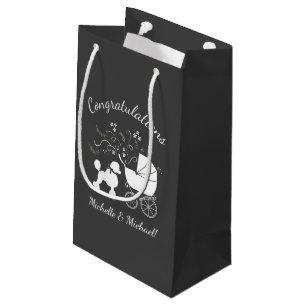 Poodle Hund Baby Dusche Welpe Gray Geschlecht Neut Kleine Geschenktüte
