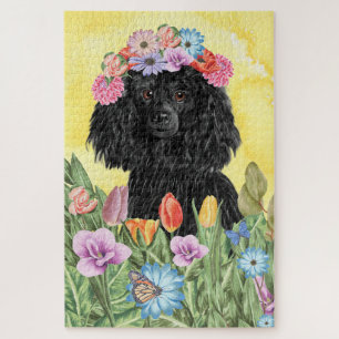 Poodle Hund Blume Puzzle