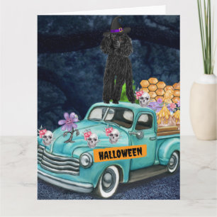 Poodle Hund Halloween LKW Beängstigende Nacht Karte