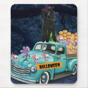 Poodle Hund Halloween LKW Beängstigende Nacht Mousepad