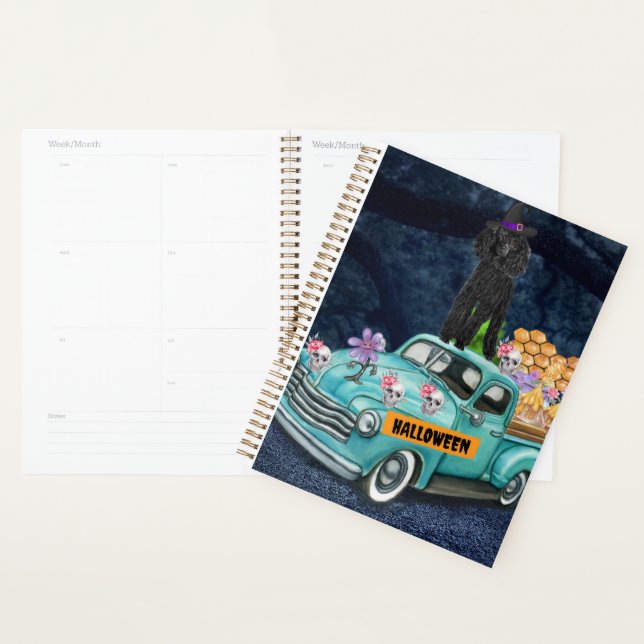 Poodle Hund Halloween LKW Beängstigende Nacht Planer (Anzeige)