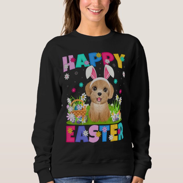 Poodle Hund Happy Osterfest Bunny Poodle Osterfest Sweatshirt (Vorderseite)