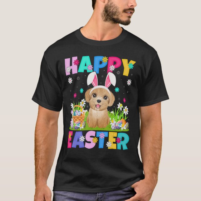 Poodle Hund Happy Osterfest Bunny Poodle Osterfest T-Shirt (Vorderseite)