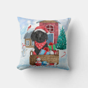 Poodle Hund im Schnee Weihnachtshaus Kissen