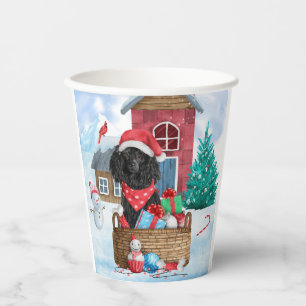 Poodle Hund im Schnee Weihnachtshaus Pappbecher