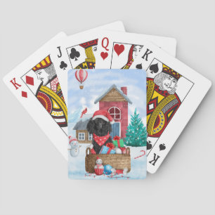 Poodle Hund im Schnee Weihnachtshaus Spielkarten