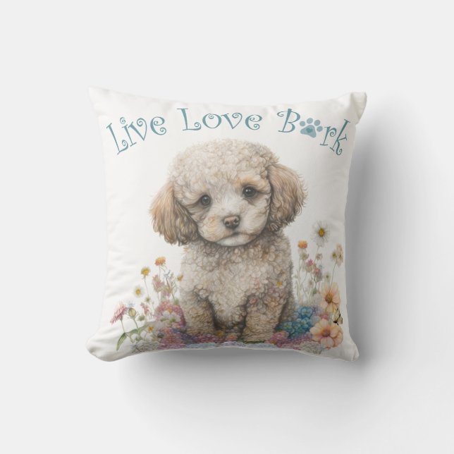 Poodle Hund Mama Floral Kissen (Vorderseite)