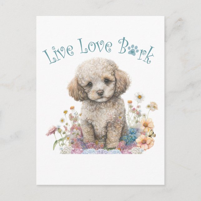 Poodle Hund Mama Floral Postkarte (Vorderseite)