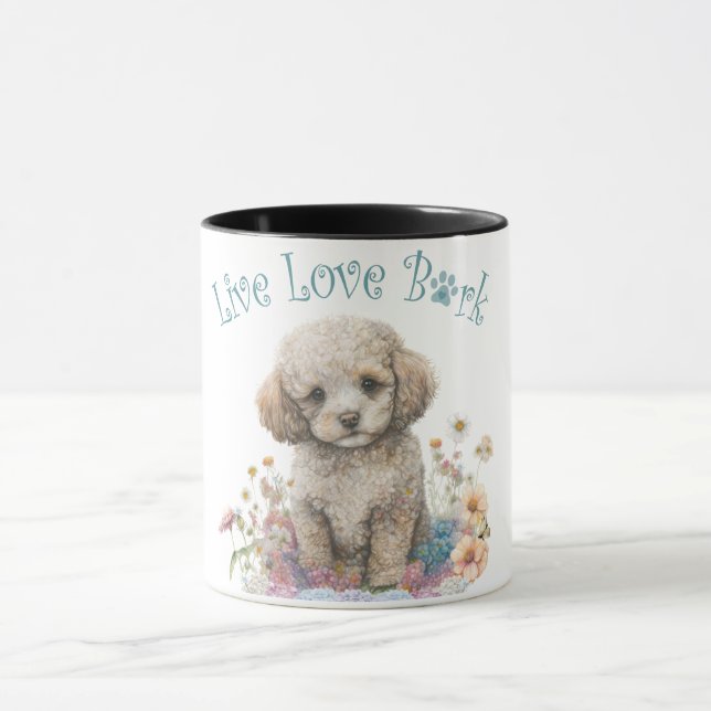 Poodle Hund Mama Floral Tasse (Zentrum)