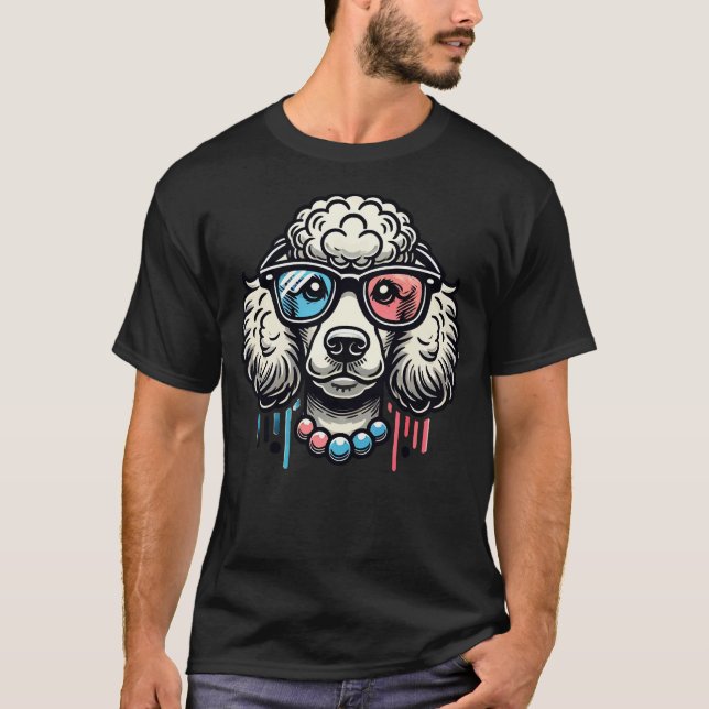 Poodle Hund mit Brille T-Shirt (Vorderseite)