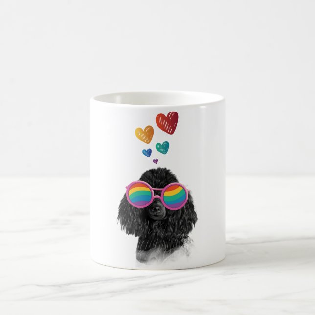Poodle Hund mit Herzchen Valentinstag Kaffeetasse (Mittel)