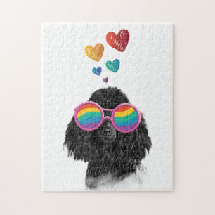 Poodle Hund mit Herzchen Valentinstag Puzzle