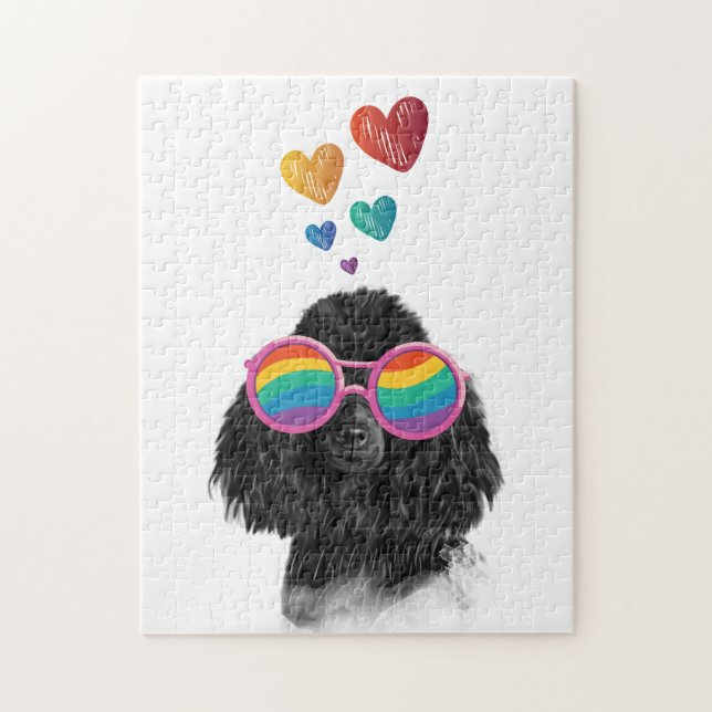 Poodle Hund mit Herzchen Valentinstag Puzzle (Vertikal)