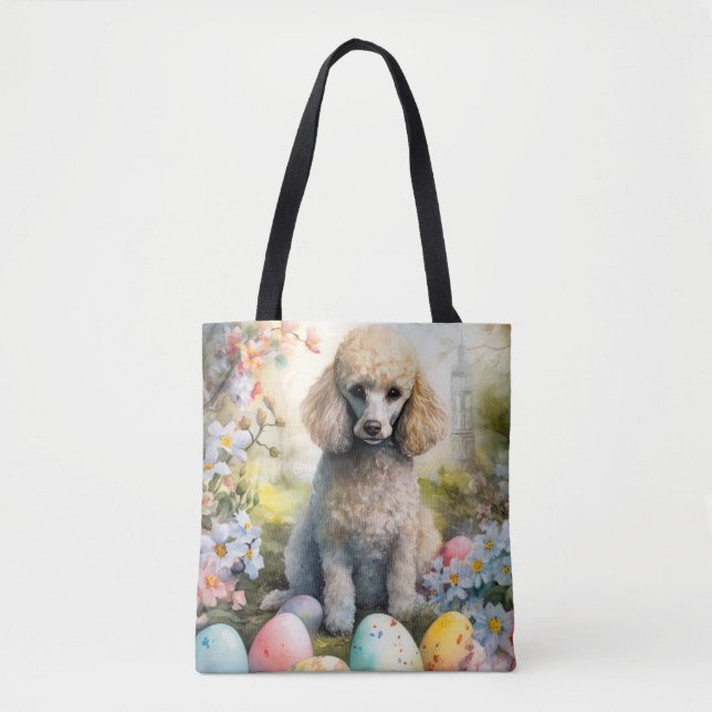 Poodle Hund mit Ostereiern Urlaub (Vorderseite)