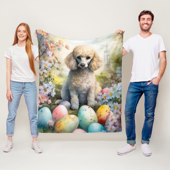 Poodle Hund mit Ostereiern Urlaub Fleecedecke (Beispiel)